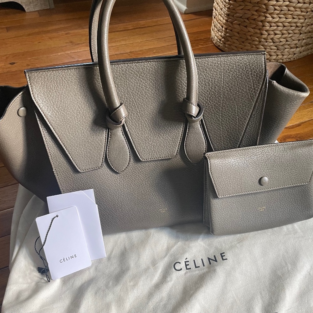 Celine Tie Tote + Pouch - Gray